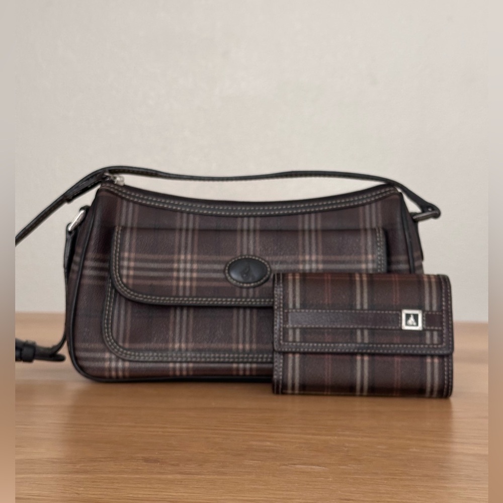Plaid Shoulder Bag Brown
